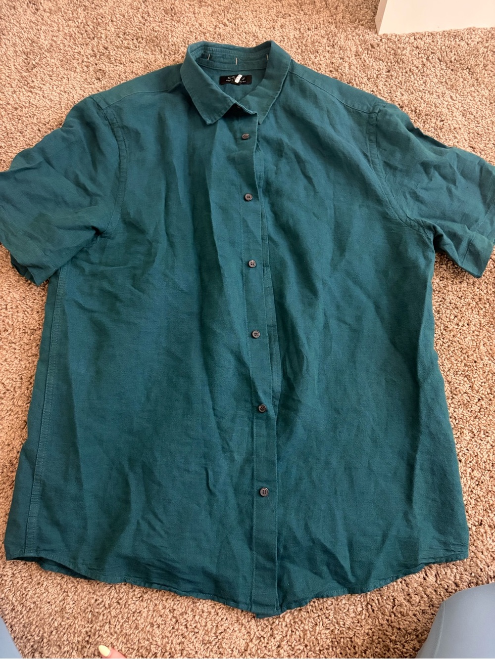 Men’s linen blend teal summer button up